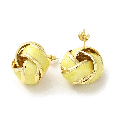 Real 18K Gold Plated Iron Enamel Stud Earrings for Women EJEW-M251-09G-01-1