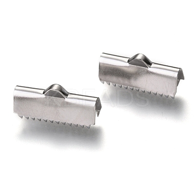 Non-Tarnish 304 Stainless Steel Ribbon Crimp Ends STAS-C018-22P-02-1