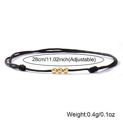 5Pcs Brass Round Bead Braided Bracelets QM9209-6-1