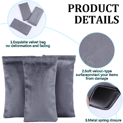 8Pcs Rectangle Velvet with Steel Glasses Case ABAG-BBC0001-15A-1