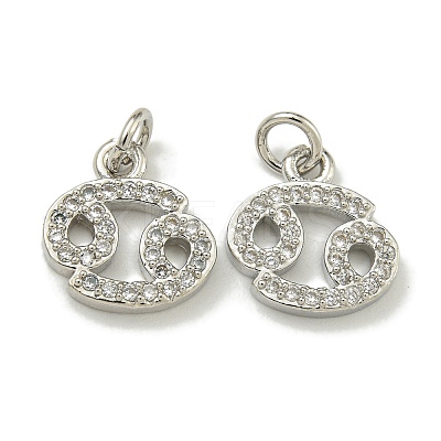 Rack Plating Brass Micro Pave Cubic Zirconia Pendants KK-K386-02J-P-1