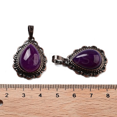 Natural Banded Agate Teardrop Pendants G-K363-01R-15-1