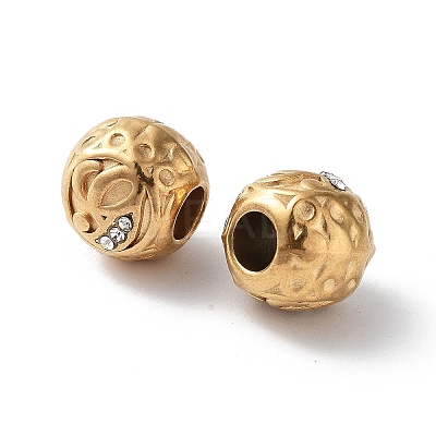 Ion Plating(IP) 304 Stainless Steel Rhinestone European Beads STAS-A092-10G-G-1