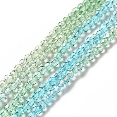 Transparent Gradient Color Glass Beads Strands LS-GLAA-H021-01B-24-1