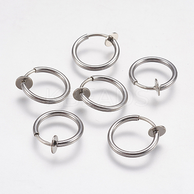Tarnish Resistant 304 Stainless Steel Retractable Clip-on Hoop Earrings LS-STAS-I097-078P-1
