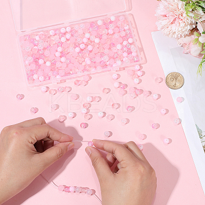 300Pcs 5 Styles Baking Paint Crackle Glass Bead Strands CCG-PA0001-07-1