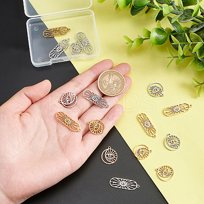 16Pcs 4 Style 304 Stainless Steel Pendants STAS-UN0038-89-1