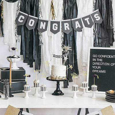 10Pcs Graduation Theme Paper Cake Insert Card Decoration AJEW-WH0270-500A-1