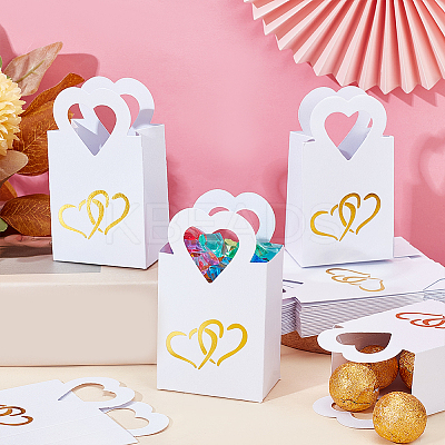 Gold Stamping Heart Packaging Handbag Holder KBAG-WH0045-05C-1