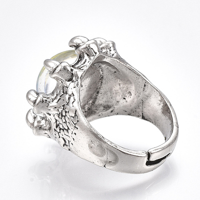 Adjustable Alloy Glass Finger Rings RJEW-T006-03C-1