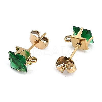 Ion Plating(IP) 304 Stainless Steel Cubic Zirconia Stud Earring Findings STAS-P373-06C-1