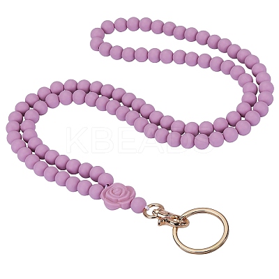 Rose Silicone ID Card Neck Strap Card Holder NJEW-SW00028-10-1