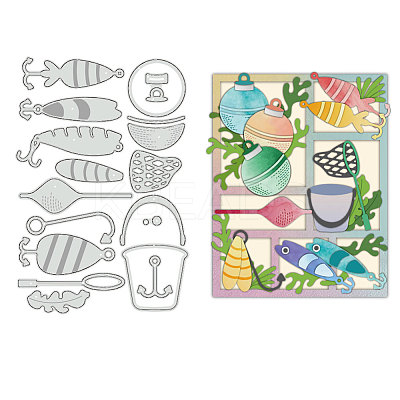 Fishing Theme Carbon Steel Cutting Dies Stencils DIY-WH0309-1488-1
