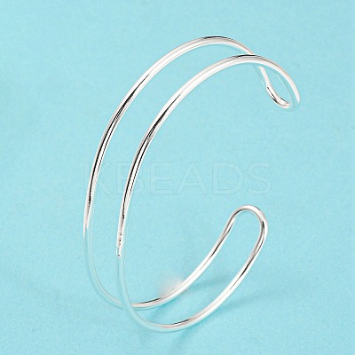 Rack Plating Brass Double Lines Cuff Bangles for Women BJEW-M304-01S-1
