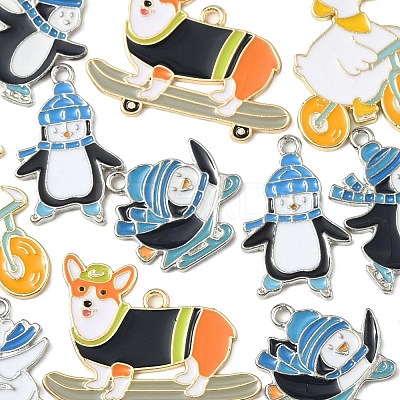 12Pcs 6 Styles Alloy Enamel Pendants ENAM-FP0002-62-1