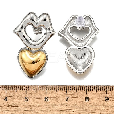 304 Stainless Steel Two-tone Stud Earrings for Women EJEW-R023-01GP-05-1