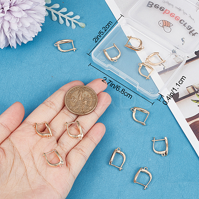 16Pcs 4 Styles Brass Hoop Earring Findings with Latch Back Closure KK-BBC0008-19-1