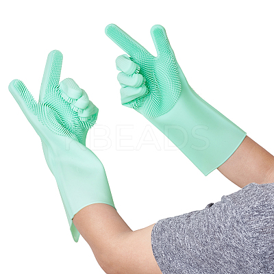 Silicone Dishwashing Gloves AJEW-TA0016-04A-1