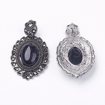 Natural Dyed & Heated Black Agate Gothic Pendants G-F228-18M-FF-1