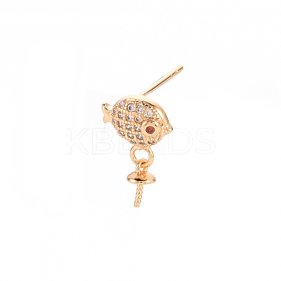 Brass Micro Pave Clear Cubic Zirconia Earring Findings KK-T062-216G-NF-1
