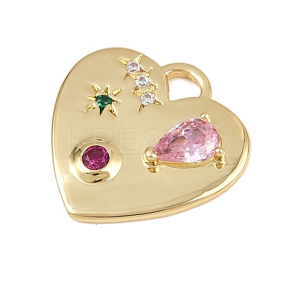 Brass Micro Pave Cubic Zirconia Pendants X-KK-I352-278G-1