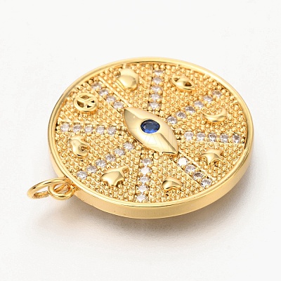 Brass Micro Pave Clear & Blue Cubic Zirconia Charms ZIRC-O036-09G-1