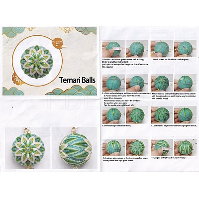 DIY Embroidery Temari Ball Keychain Kits DIY-I064-A05-1