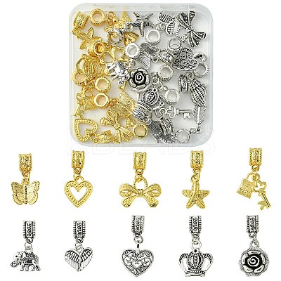 20Pcs 20 Styles Tibetan Style Alloy European Dangle Charms FIND-FS0002-02-1
