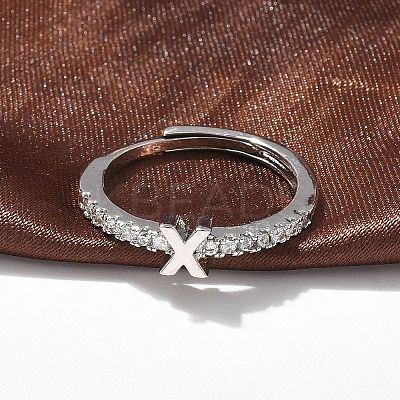 S925 Sterling Silver Adjustable Letter Rings for Women RJEW-M068-01P-X-1