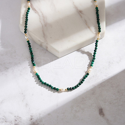 Natural Freshwater Pearl & 925 Sterling Silver Beaded Necklaces for Women NJEW-G154-03G-1
