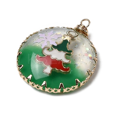 Christmas Alloy Resin Pendants CRES-D324-01KCG-1
