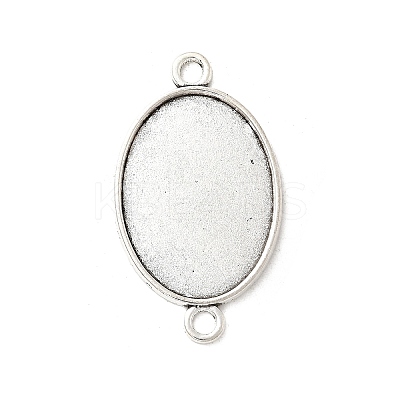 Antique Silver Tibetan Style Alloy Flat Oval Cabochon Connector Settings TIBE-M022-05AS-1