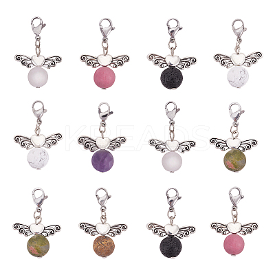 Angel Theme Natural Gemstone Pendants HJEW-PH0001-20AS-1