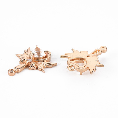 Rack Plating Brass Micro Pave Clear Cubic Zirconia Pendants KK-T060-07-RS-1