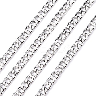 Non-Tarnish 3.28 Feet 304 Stainless Steel Cuban Link Chains X-CHS-G010-02P-1