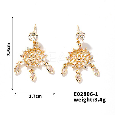 Korean Style Woven Net/Web with Feather Brass Cubic Zirconia Earrings Unique Fashion YC0867-1-1