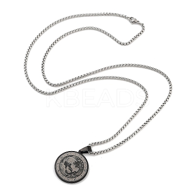 Retro Mandala 201 Stainless Steel Box Chain Constellation Pendant Necklaces for Women Men LS-NJEW-M223-01E-1