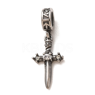 316 Surgical Stainless Steel & Rhinestone European Dangle Charms SA-CBA7555-17AS-02-1
