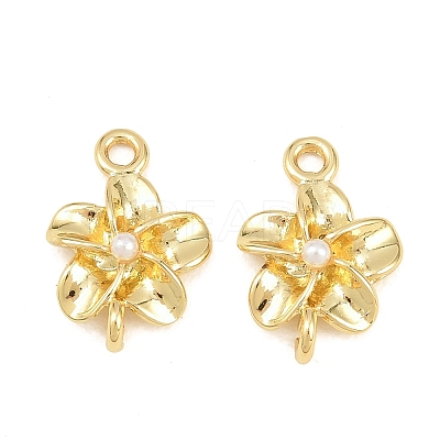 Brass with ABS Plastic Imitation Pearl Connector Charms KK-Z151-01G-01-1