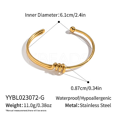304 Stainless Steel Open Cuff Bangles for Women RM8954-1-1