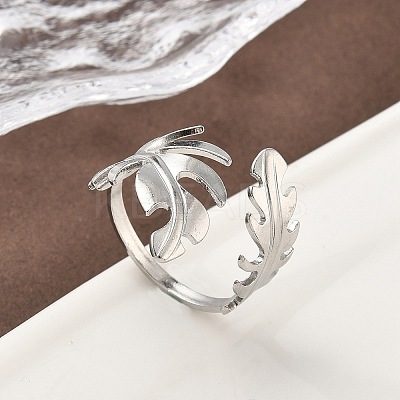 304 Stainless Steel Open Cuff Rings for Women RJEW-A079-12D-P-1