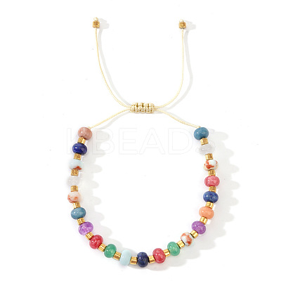 Natural Mixed Stone Rondelle Braided Bracelets for Women FG7638-1