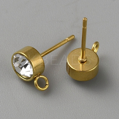 304 Stainless Steel with Crystal Rhinestone Stud Earring Findings STAS-WH0044-50G-1