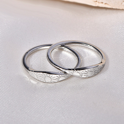 Sun Pattern 304 Stainless Steel Finger Rings FS-WG90263-11-1