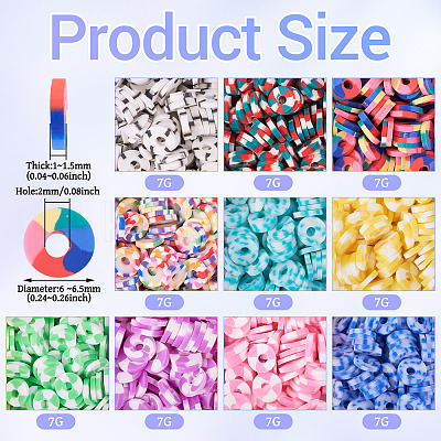 70G 10 Colors Handmade Polymer Clay Beads CLAY-TA0001-76-1