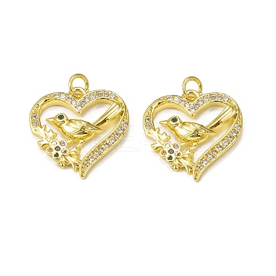Brass Micro Pave Cubic Zirconia Bird Pendants KK-E068-VB010-1