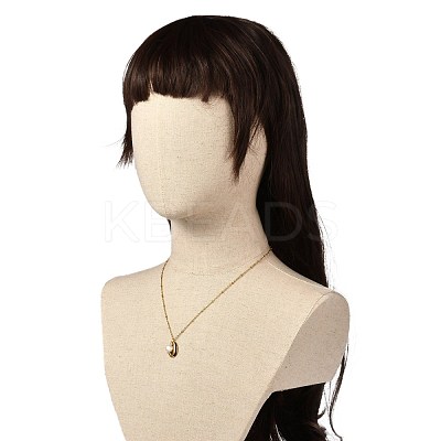 Cowrie Shell & Natural Pearl Pendant Necklace for Teen Girl Women NJEW-JN03717-02-1