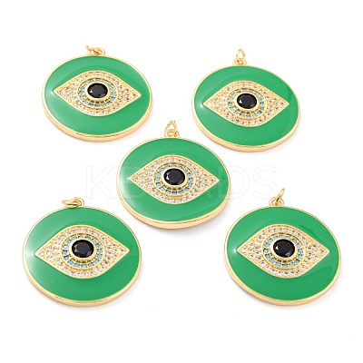 Real 18K Gold Plated Brass Micro Pave Cubic Zirconia Pendants ZIRC-L100-084G-02-1