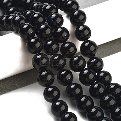 Natural Black Onyx Round Bead Strands G-R198-10mm-1