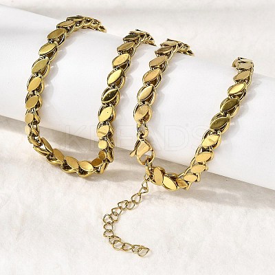 304 Stainless Steel Horse Eye Twisted Chain Necklaces for Women Men NJEW-A046-01G-1
